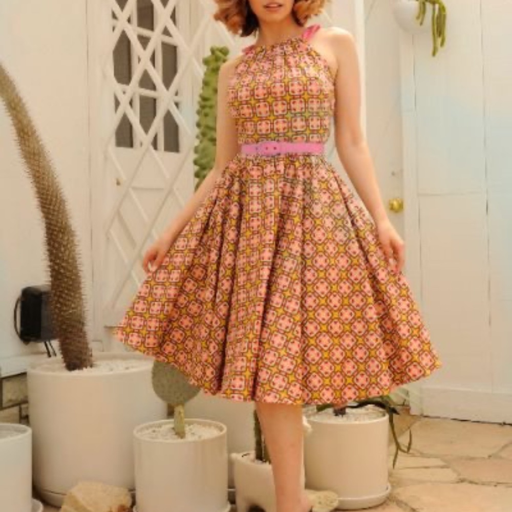 PUG Pinup Couture Harley “Gold Room” Dress, size L